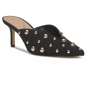 Chic Black Mules with Gold Studs